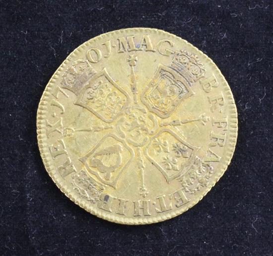 A William III gold guinea, 1701,